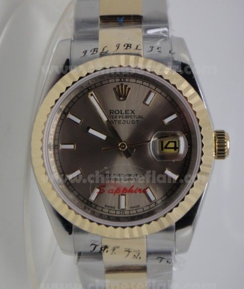 Rolex Datejust Mens Watch: 2-Tone Gray Face